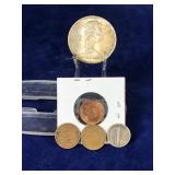 Lot of Coins - Canadian Silver Dollar - Wheat Pennies and Mercury Silver Dime Lot of Coins - Canadian Silver Dollar - Wheat Pennies and Mercury Silver Dime