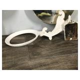 2 - Antique Cast Iron Oil Lamp Holder Wall Bracket & Reflector 2 - Antique Cast Iron Oil Lamp Holder Wall Bracket & Reflector