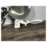 2 - Antique Cast Iron Oil Lamp Holder Wall Bracket & Reflector 2 - Antique Cast Iron Oil Lamp Holder Wall Bracket & Reflector