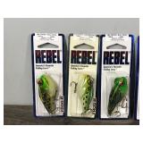 Lot of 7 Rebel Frog Fishing Lures in Original Packages Lot of 7 Rebel Frog Fishing Lures in Original Packages