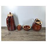 Vintage Hull Brown Drip Glaze Pottery Dishware - Coffee Pitcher - Bowl - Salt Shaker - Pitcher Vintage Hull Brown Drip Glaze Pottery Dishware - Coffee Pitcher - Bowl - Salt Shaker - Pitcher