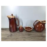 Vintage Hull Brown Drip Glaze Pottery Dishware - Coffee Pitcher - Bowl - Salt Shaker - Pitcher Vintage Hull Brown Drip Glaze Pottery Dishware - Coffee Pitcher - Bowl - Salt Shaker - Pitcher