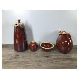 Vintage Hull Brown Drip Glaze Pottery Dishware - Coffee Pitcher - Bowl - Salt Shaker - Pitcher Vintage Hull Brown Drip Glaze Pottery Dishware - Coffee Pitcher - Bowl - Salt Shaker - Pitcher