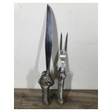 Vintage Fleetwood Design Stainless Steel Bull Carving Knife And Bear Carving Fork Vintage Fleetwood Design Stainless Steel Bull Carving Knife And Bear Carving Fork