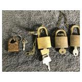 4 - Vintage Locks and all of them have keys 4 - Vintage Locks and all of them have keys