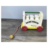 vintage playskool Dairy Wagon- vintage wood pull toy- 6 milk bottles- 1950/1960 vintage playskool Dairy Wagon- vintage wood pull toy- 6 milk bottles- 1950/1960