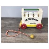 vintage playskool Dairy Wagon- vintage wood pull toy- 6 milk bottles- 1950/1960 vintage playskool Dairy Wagon- vintage wood pull toy- 6 milk bottles- 1950/1960