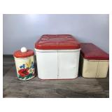 Lot of 3 Vintage Tin Bread Boxes and Tin Canister Lot of 3 Vintage Tin Bread Boxes and Tin Canister