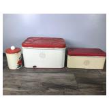Lot of 3 Vintage Tin Bread Boxes and Tin Canister Lot of 3 Vintage Tin Bread Boxes and Tin Canister