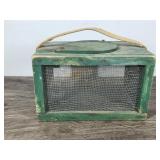 Vintage Wooden Screened Cage with handle and opening on Top Vintage Wooden Screened Cage with handle and opening on Top