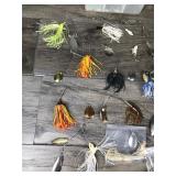 Lot of 14 Spinner Fishing Lures and Plastic Plano Tackle Box Lot of 14 Spinner Fishing Lures and Plastic Plano Tackle Box
