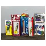 Lot of 4 Fishing Lures and 1 Fishing Pen all in Original Packages - see description for more info Lot of 4 Fishing Lures and 1 Fishing Pen all in Original Packages - see description for more info