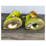 Pair of Vintage Green Colorful Parrot Figurines Pair of Vintage Green Colorful Parrot Figurines