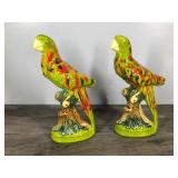 Pair of Vintage Green Colorful Parrot Figurines Pair of Vintage Green Colorful Parrot Figurines