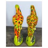 Pair of Vintage Green Colorful Parrot Figurines Pair of Vintage Green Colorful Parrot Figurines