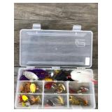 Plastic Plano Tackle Box Full of Mepps Spinner Fishing Lures Plastic Plano Tackle Box Full of Mepps Spinner Fishing Lures