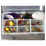 Plastic Plano Tackle Box Full of Mepps Spinner Fishing Lures Plastic Plano Tackle Box Full of Mepps Spinner Fishing Lures