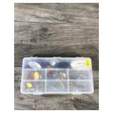 Plastic Plano Tackle Box Full of Mepps Spinner Fishing Lures Plastic Plano Tackle Box Full of Mepps Spinner Fishing Lures