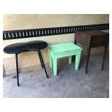3 - Pieces of Solid Wood Furniture - Night Stand with 2 Drawers - Fold Up Table - Small Stool with Inside Compartment 3 - Pieces of Solid Wood Furniture - Night Stand with 2 Drawers - Fold Up Table - Small Stool with Inside Compartment