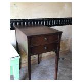 3 - Pieces of Solid Wood Furniture - Night Stand with 2 Drawers - Fold Up Table - Small Stool with Inside Compartment 3 - Pieces of Solid Wood Furniture - Night Stand with 2 Drawers - Fold Up Table - Small Stool with Inside Compartment