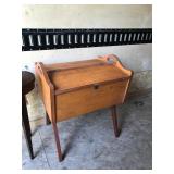 3 - Pieces of Solid Wood Vintage Furniture - Sewing box for Storage and 2 Side Tables 3 - Pieces of Solid Wood Vintage Furniture - Sewing box for Storage and 2 Side Tables