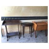 3 - Pieces of Solid Wood Vintage Furniture - Sewing box for Storage and 2 Side Tables 3 - Pieces of Solid Wood Vintage Furniture - Sewing box for Storage and 2 Side Tables
