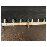 Glass insulators mounted on board - insulators screw off Glass insulators mounted on board - insulators screw off