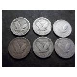 6-Standing LIberty Quarters All Different Dates