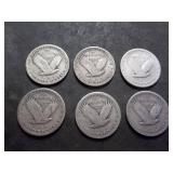 6-Standing LIberty Quarters All Different Dates