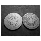 2-Barber Silver Half Dollars