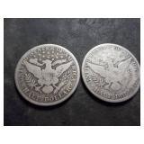 2-Barber Silver Half Dollars