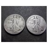 2-Walking Liberty Half Dollars