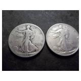 2-Walking Liberty Half Dollars