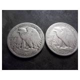 2-Walking Liberty Half Dollars