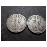 2-Walking Liberty Half Dollars 1929 D & 1929 S