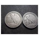 2-Walking Liberty Half Dollars 1929 D & 1929 S