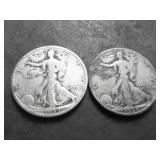 2-Walking Liberty Half Dollars 1933 S & 1934