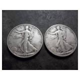2-Walking Liberty Half Dollars 1937 S & 1937