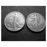 2-Walking Liberty Half Dollars 1941 S, 1941 D