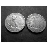 2-Walking Liberty Half Dollars 1941 S, 1941 D