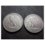 2-Walking Liberty Half Dollars 1942, 1942 D