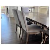 Dining Table with 8 Upholstered Chairs and Metal Base