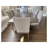 Dining Table with 8 Upholstered Chairs and Metal Base