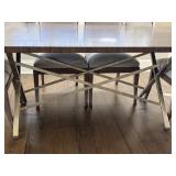 Dining Table with 8 Upholstered Chairs and Metal Base