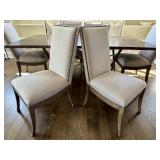 Dining Table with 8 Upholstered Chairs and Metal Base