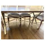 Dining Table with 8 Upholstered Chairs and Metal Base