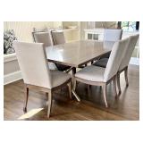 Dining Table with 8 Upholstered Chairs and Metal Base