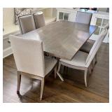 Dining Table with 8 Upholstered Chairs and Metal Base