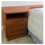 Vintage Danish Queen Bedframe with Integrated Nightstands by Tørring