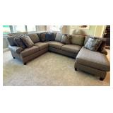 Hickory Manor Sectional Sofa with Chaise and Decorative Pillows